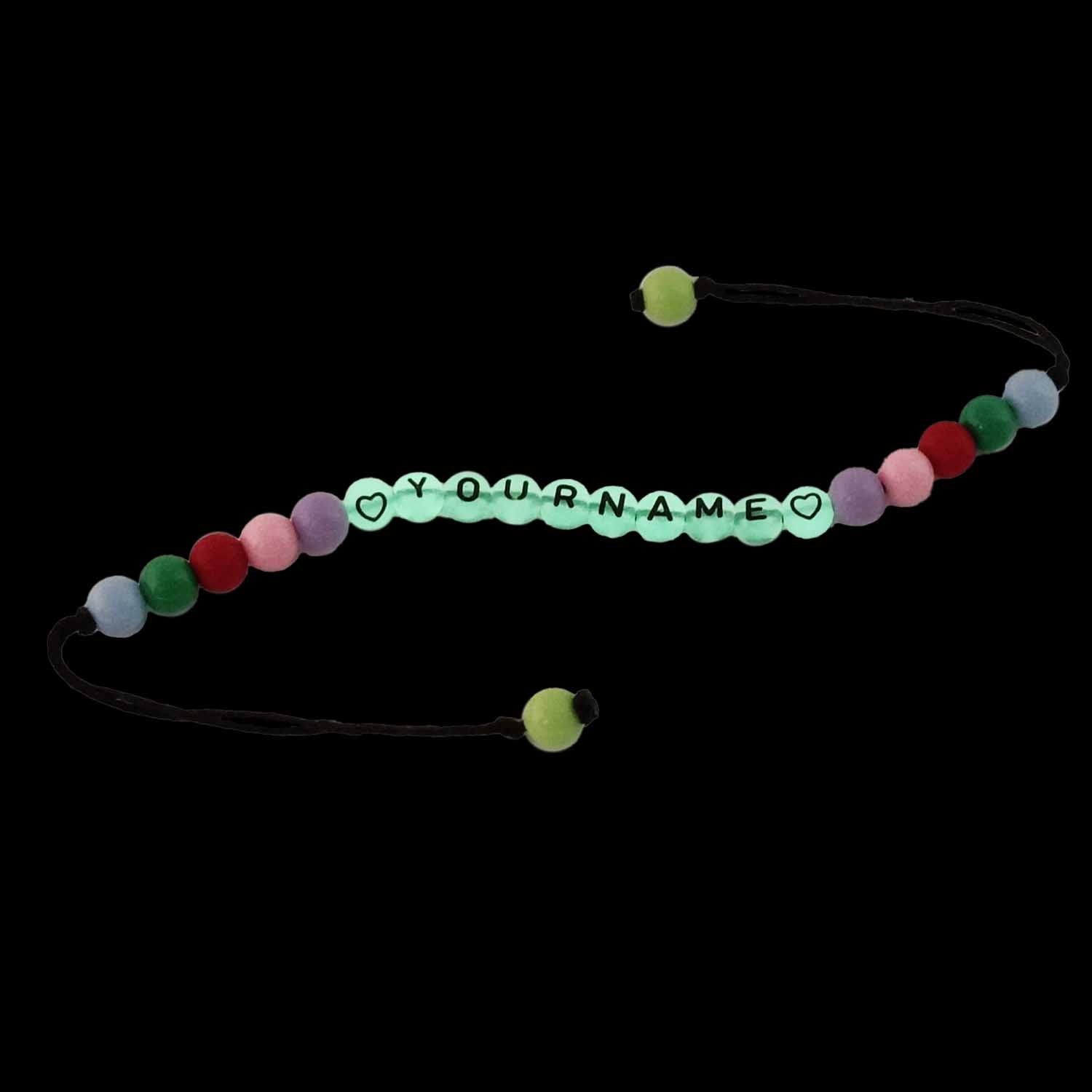Personalized Name Customized Kids Rakhi With Glow In the Dark Radium Beads For Brother Assorted Random Color With Plastic Beads [jxq-brcltbngl-00016-m3]