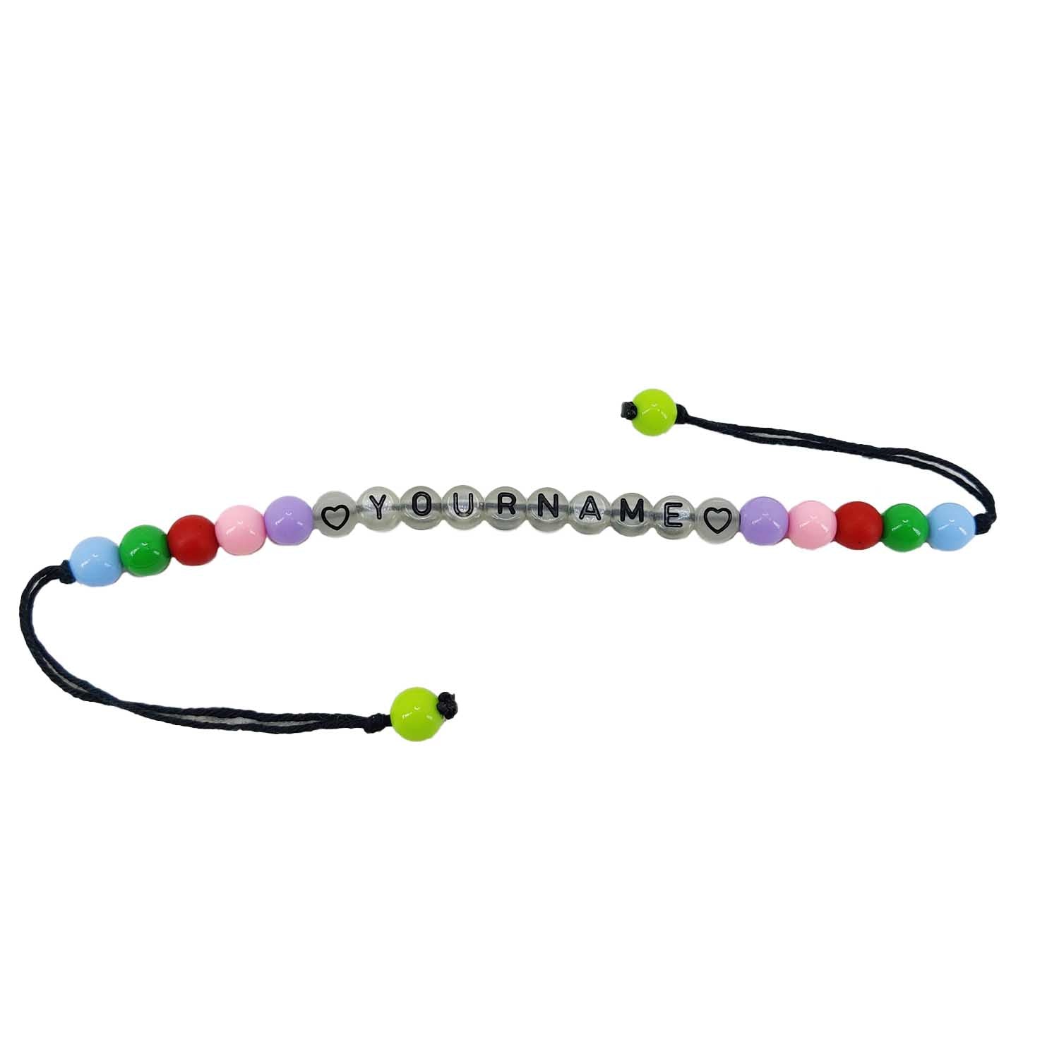 Personalized Name Customized Kids Rakhi With Glow In the Dark Radium Beads For Brother Assorted Random Color With Plastic Beads [jxq-brcltbngl-00016-m3]