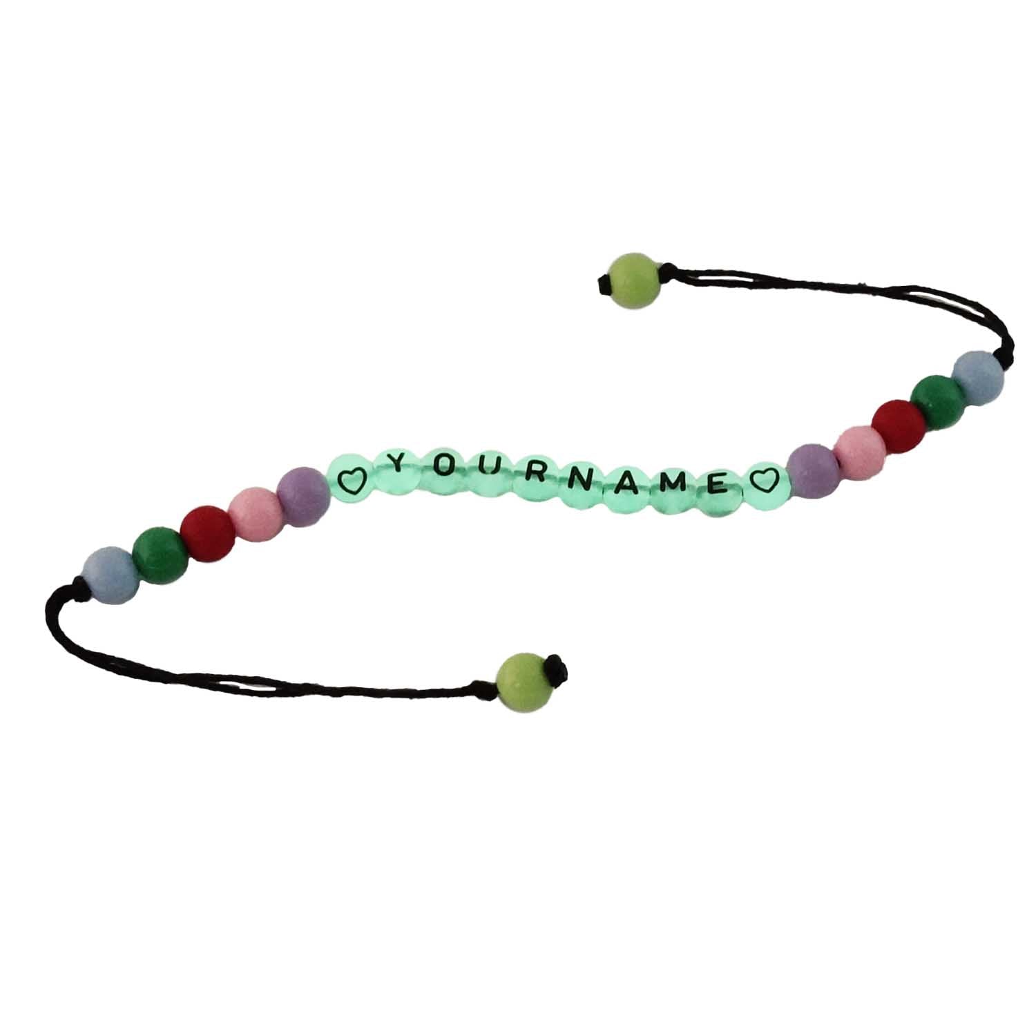 Personalized Name Customized Kids Rakhi With Glow In the Dark Radium Beads For Brother Assorted Random Color With Plastic Beads [jxq-brcltbngl-00016-m3]