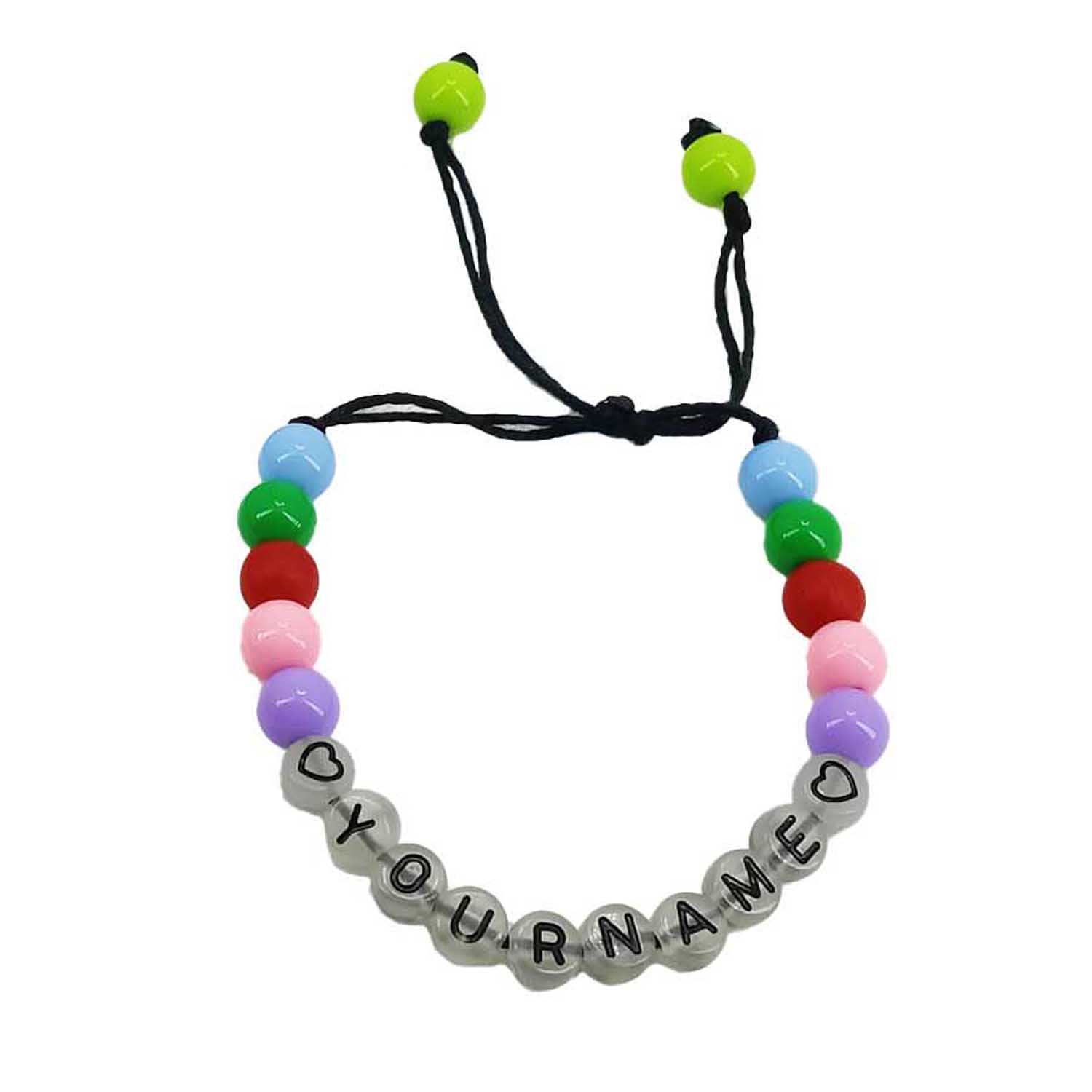 Personalized Name Customized Kids Rakhi With Glow In the Dark Radium Beads For Brother Assorted Random Color With Plastic Beads [jxq-brcltbngl-00016-m3]