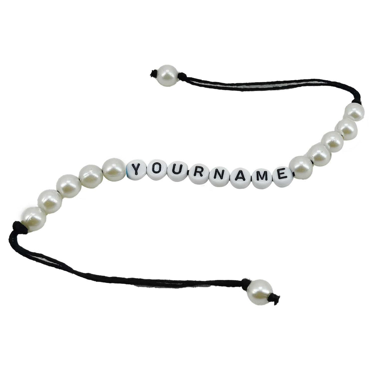 Personalized Name Customized Rakhi For Brother White Color With Plastic Pearl Beads [jxq-brcltbngl-00016-m4]