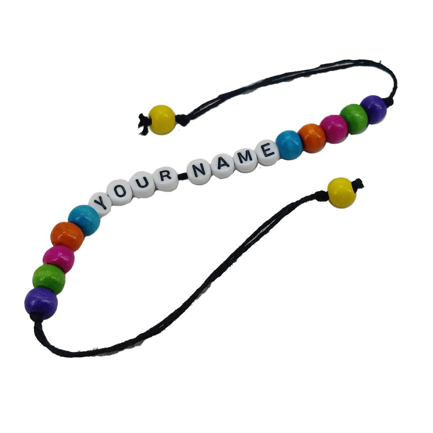 Personalized Name Customized Rakhi For Brother White Color With Wooden Beads [jxq-brcltbngl-00016-m5]