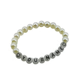 Glow In The Dark Elastic Name Customized Bracelets Personlized For Kids Girls Women With Plastic Pearl Beads White [jxq-brcltbngl-00017-m1]