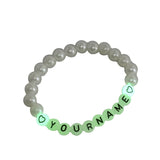 Glow In The Dark Elastic Name Customized Bracelets Personlized For Kids Girls Women With Plastic Pearl Beads White [jxq-brcltbngl-00017-m1]