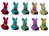 Wooden Buttons For Craft Scrapbook & Sewing 33x21x3xmm Animal Rabbit Assorted Color Mix (Pack of 10 pieces) [tmp-jefs-bttns-00055]